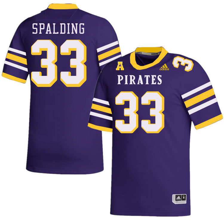 Men #33 Brock Spalding ECU Pirates College Football Jerseys Stitched-Throwback